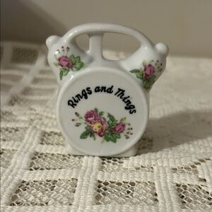 Rings and Things Ceramic Mini Trinket Holder with Pink Roses